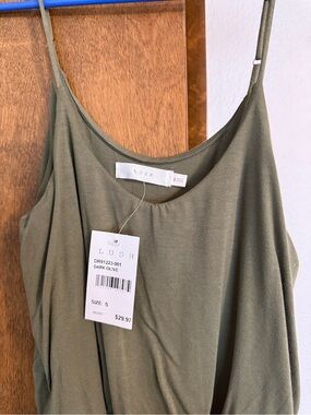 Lush Dark Olive Maxi Dress with Thin Straps